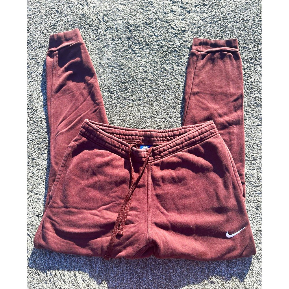 Nike Sportswear Mens Large Brown Fleece Jogger Pants Embroidered Swoosh Sweats